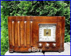RESTORED Antique Vintage Firestone Ingraham Wood Old Tube Radio Works Perfect