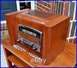 RESTORED Antique Vintage GE L660 Wood CHROME DECO Tube Radio Works VIEW VIDEO