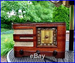 RESTORED Rare Antique Vintage Crosley 62TD Wood Deco Tube Radio Works Great