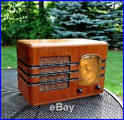 RESTORED Rare Antique Vintage EMERSON A130 Wood Deco Tube Radio INGRAHAM Works
