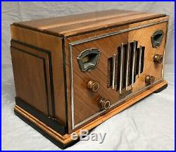 RESTORED beautiful, working 1935 Zenith ART deco #827 chrome vintage tube radio