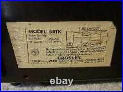 Rare! 40's Vintage Crosley model 58TK bakelite tube radio. Works