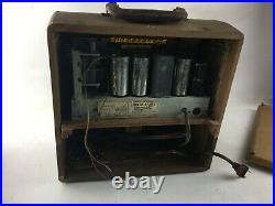 Rare Antique Vintage Tube Radio Firestone Roamer With LID Portable See Video