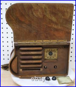 Rare Emerson Tube Radio AX-238 Jewel Box Vintage Ingraham Cabinet Wood Repair US