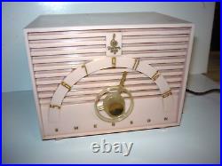 Rare Pink Emerson 811 D Vintage Tube Radio Works Movie Prop MID Century Modern