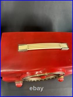 Rare Red Zenith Tube Radio AM/FM Portable MCM Bakelite H725 Vintage Works