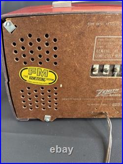 Rare Red Zenith Tube Radio AM/FM Portable MCM Bakelite H725 Vintage Works