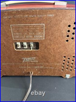 Rare Red Zenith Tube Radio AM/FM Portable MCM Bakelite H725 Vintage Works