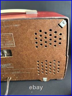 Rare Red Zenith Tube Radio AM/FM Portable MCM Bakelite H725 Vintage Works