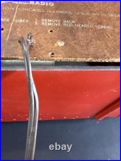 Rare Red Zenith Tube Radio AM/FM Portable MCM Bakelite H725 Vintage Works