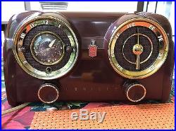 Rare Spectacular VINTAGE MAROON CROSLEY DASHBOARD CLOCK RADIO