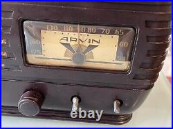 Rare Vintage 1939 ARVIN Art Deco Walnut Bakelite Tabletop Tube Radio Model 602 Rare Vintage 1939 ARVIN Art Deco Walnut Bakelite Tabletop Tube Radio Model 602