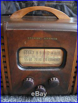 Rare Vintage 1940 Stewart-Warner Wood Cabinet Tube Radio Prof. Restored