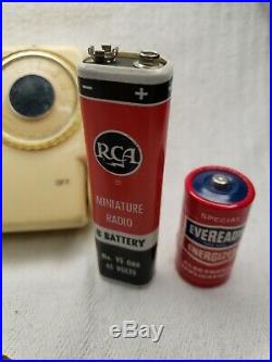 Rare Vintage Crown PR350 3 Tube Portable Radio withEarphone and Original Batteries