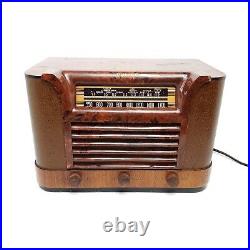 Rare Vintage Philco Tube Radio 42-323 Tabletop AM SW Leatherette Case Works