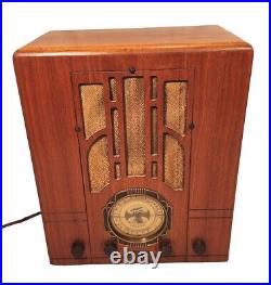 Rare Vtg Tomestone Art Deco A31 Aircastle Wooden Superheterodyne Tube Radio