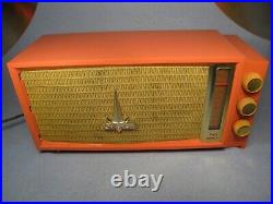Rare Vtg. Working Flaming Pink 1957 Silvertone Model 7012 Vacuum Tube AM Radio