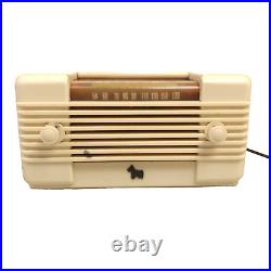 Remler Scottie Tube Radio AM Vintage 1940's Mid Century MCM Cream White Works