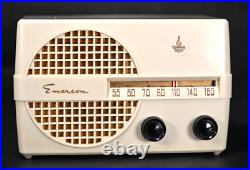 Restored Emerson Atomic Age mid 1950's vintage tube radio plascon old antique Restored Emerson Atomic Age mid 1950's vintage tube radio plascon old antique