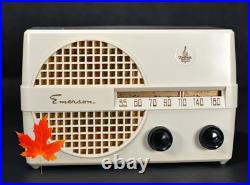 Restored Emerson Atomic Age mid 1950's vintage tube radio plascon old antique