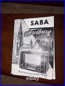 SABA Freiburg W III Vintage Tube Radio Germany RARE Round Top Read