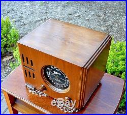 SERVICED Antique Vintage ZENITH CUBE 5R216 wood Deco Tube Radio Works Perfect