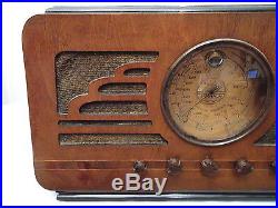 SILVERTONE 4565 VINTAGE DECO TUBE RADIO V. Nice Wood Case 6 GOLD DIAL Works