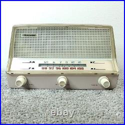 Sansei Zephyr Tube Radio AM/FM Made In Japan Vintage 1960's Pink Beige Works