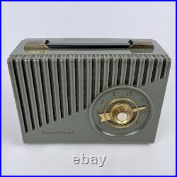 Sentinel 1U-345P Portable Tube Radio 1952 AM Works Sage Green Mid Century