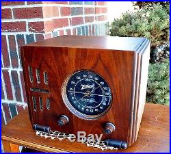Serviced Antique Vintage ZENITH CUBE 5R216 wood Deco Tube Radio Works Perfect