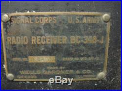 Signal Corps BC-348-J Receiver By Wells Gardner, Vintage WW2 Ham Tube Radio