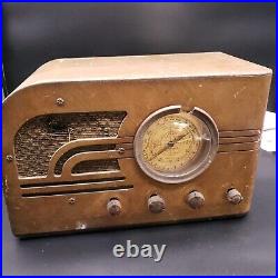 Silvertone 4563 Antique Vintage Radio Deco Wood Wooden 1930s Powers On