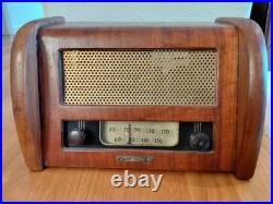 Teletone Vintage AM Tube Radio Wooden Case Tested Works