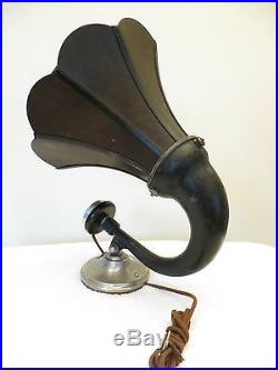 VINTAGE 1920s OLD AMPLION JR. ANTIQUE FLOWERED WOOD PETALS RADIO HORN SPEAKER