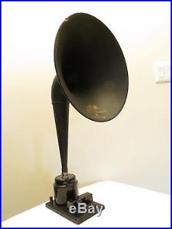VINTAGE 1920s OLD ANTIQUE MAGNAVOX LION DECAL STRAIGHT NECK RADIO HORN SPEAKER