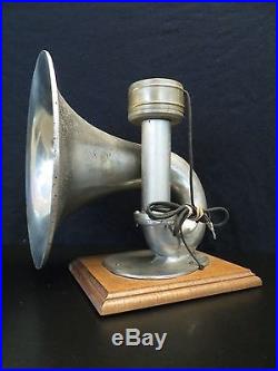 VINTAGE 1920s OLD ANTIQUE RARE TRIMM NICKEL PLATED RADIO GRAND HORN SPEAKER