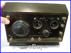 VINTAGE 1920s OLD AUDIO-TONE JR-2 2 EXPOSED ANTIQUE TUBE RADIO RECEIVER