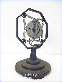VINTAGE 1920s OLD CARBON DOUBLE BUTTON MICROPHONE & HEAVY 3 TEIR BUD STAND