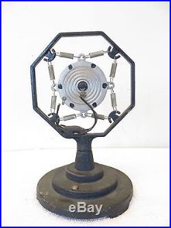 VINTAGE 1920s OLD CARBON DOUBLE BUTTON MICROPHONE & HEAVY 3 TEIR BUD STAND