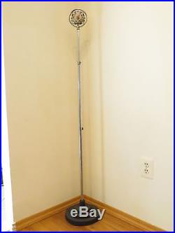 VINTAGE 1920s OLD DOUBLE BUTTON MICROPHONE 3 TEIR HEAVY METAL ADJ. FLOOR STAND