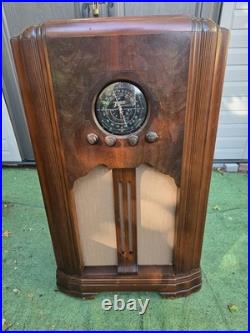 VINTAGE 1930S ART-DECO ZENITH CONSOLE TUBE RADIO 5S151? Restored Working