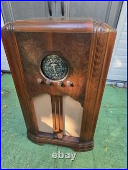 VINTAGE 1930S ART-DECO ZENITH CONSOLE TUBE RADIO 5S151? Restored Working