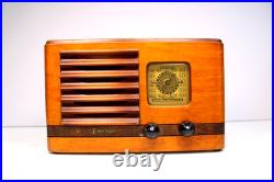 VINTAGE 1930s EMERSON OLD NEAR MINT ANTIQUE INGRAHAM ART DECO CURLY MAPLE RADIO