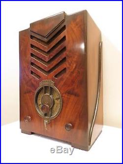 VINTAGE 1930s MIDWEST NEAR MINT WORKING TOMBSTONE MACHINE AGE ART DECO OLD RADIO