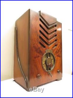 VINTAGE 1930s MIDWEST NEAR MINT WORKING TOMBSTONE MACHINE AGE ART DECO OLD RADIO