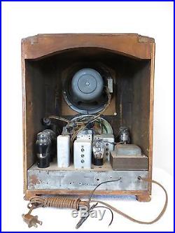 VINTAGE 1930s OLD SIMPLEX WORKING 11 TUBE TOMBSTONE RADIO WITH GREEN EYE TUNER