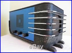 VINTAGE 1930s OLD WALTER TEAGUE COBALT BLUE MIRROR SPARTON ART DECO TUBE RADIO