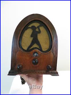 Vintage 1931 Old Antique Jackson Bell Peter Pan Motif Depression Era Tube Radio