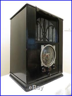 Vintage 1938 Old Original Black Zenith Large Dial Art Deco Antique Tube Radio