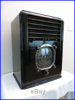 Vintage 1938 Old Zenith Black & Chrome Large Dial Art Deco Antique Tube Radio